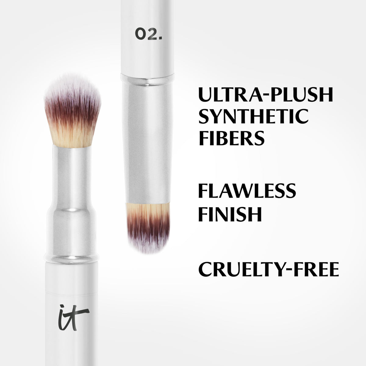 IT Cosmetics Heavenly Luxe Dual Airbrush Concealer Brush #2 handle offers lightweight control during makeup.