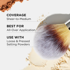 IT Cosmetics Heavenly Luxe Wand Ball Powder Brush #8 blends powder evenly on loose and pressed formulas