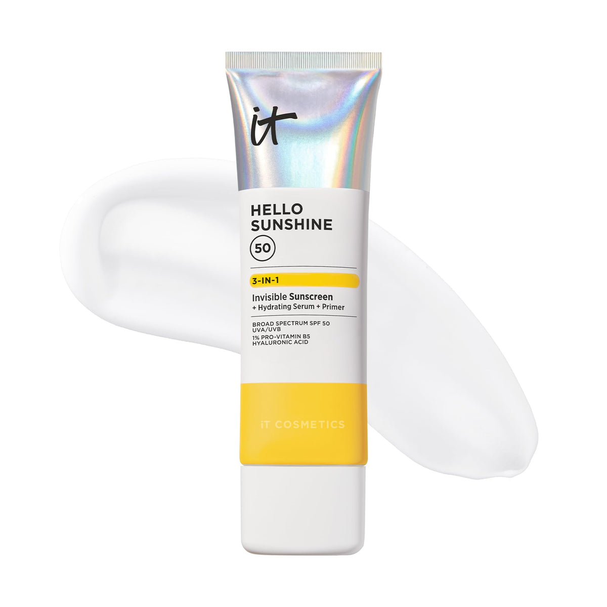 IT Cosmetics Hello Sunshine bottle pump for easy, mess-free application.