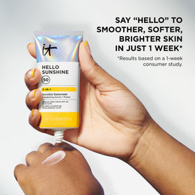 IT Cosmetics Hello Sunshine daily sun protection with makeup-ready hydration.