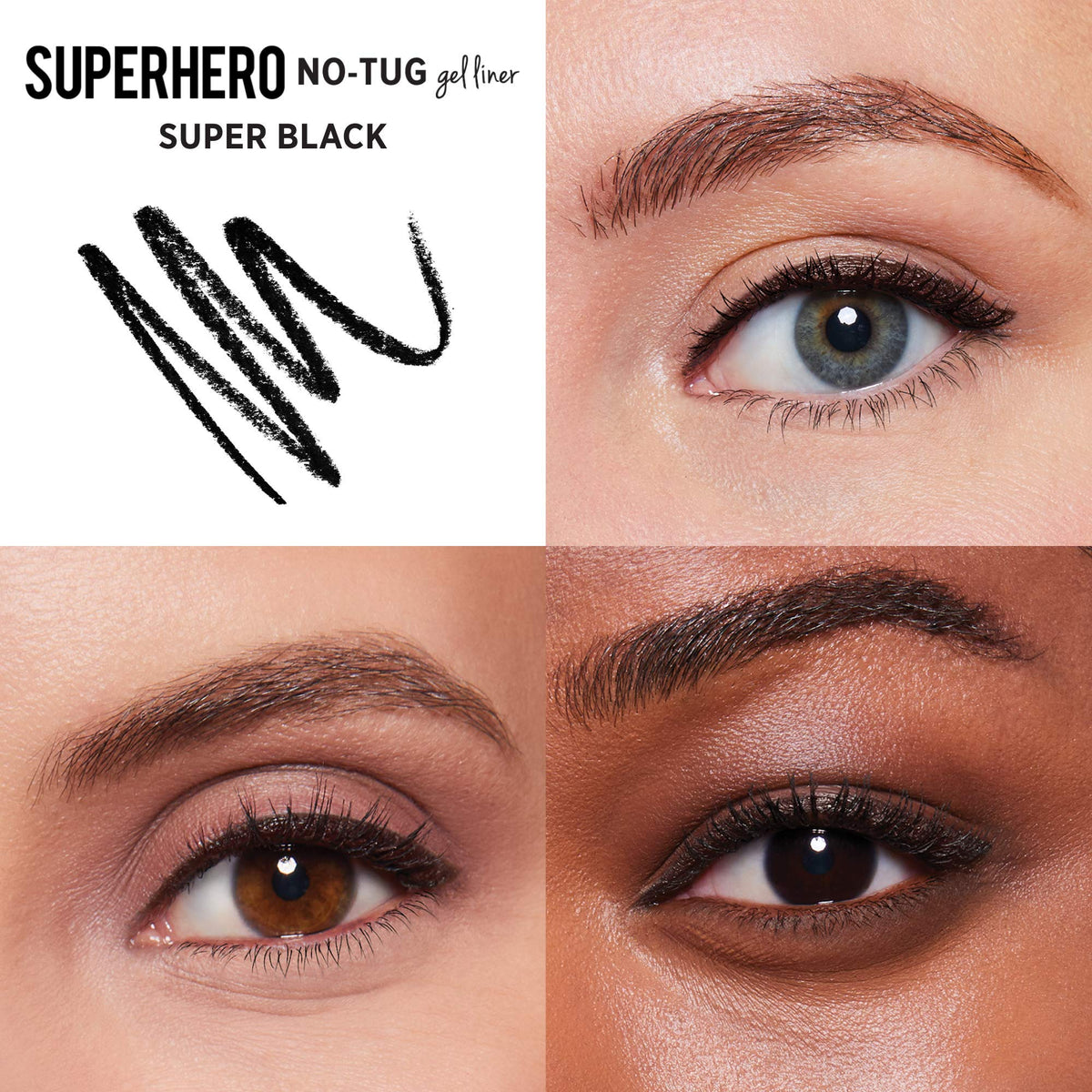 IT Cosmetics Superhero No-Tug Gel Eyeliner lash line swatch showing pigment