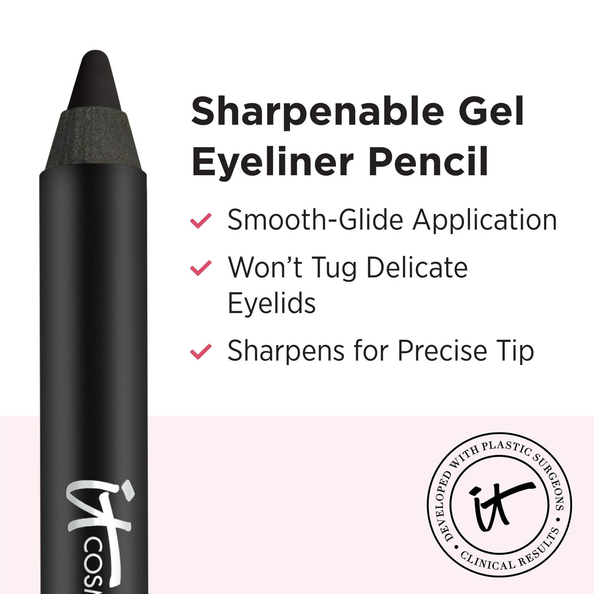 IT Cosmetics Superhero No-Tug Gel Eyeliner waterproof glide close-up
