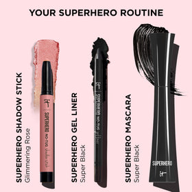 IT Cosmetics Superhero No-Tug lid-loving formula with tri-peptide and caffeine supports comfort.