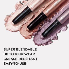 Built-in primer provides creaseless finish without extra products.