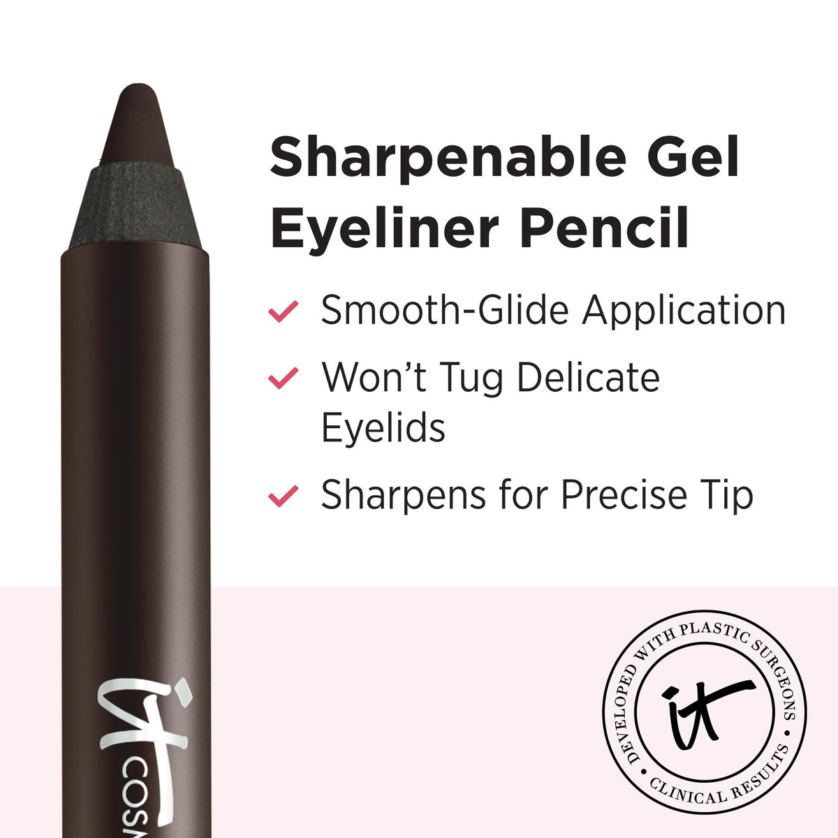 IT Cosmetics Waterproof Gel Eyeliner glide close-up showing smooth application.