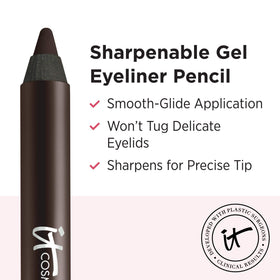 IT Cosmetics Waterproof Gel Eyeliner glide close-up showing smooth application.