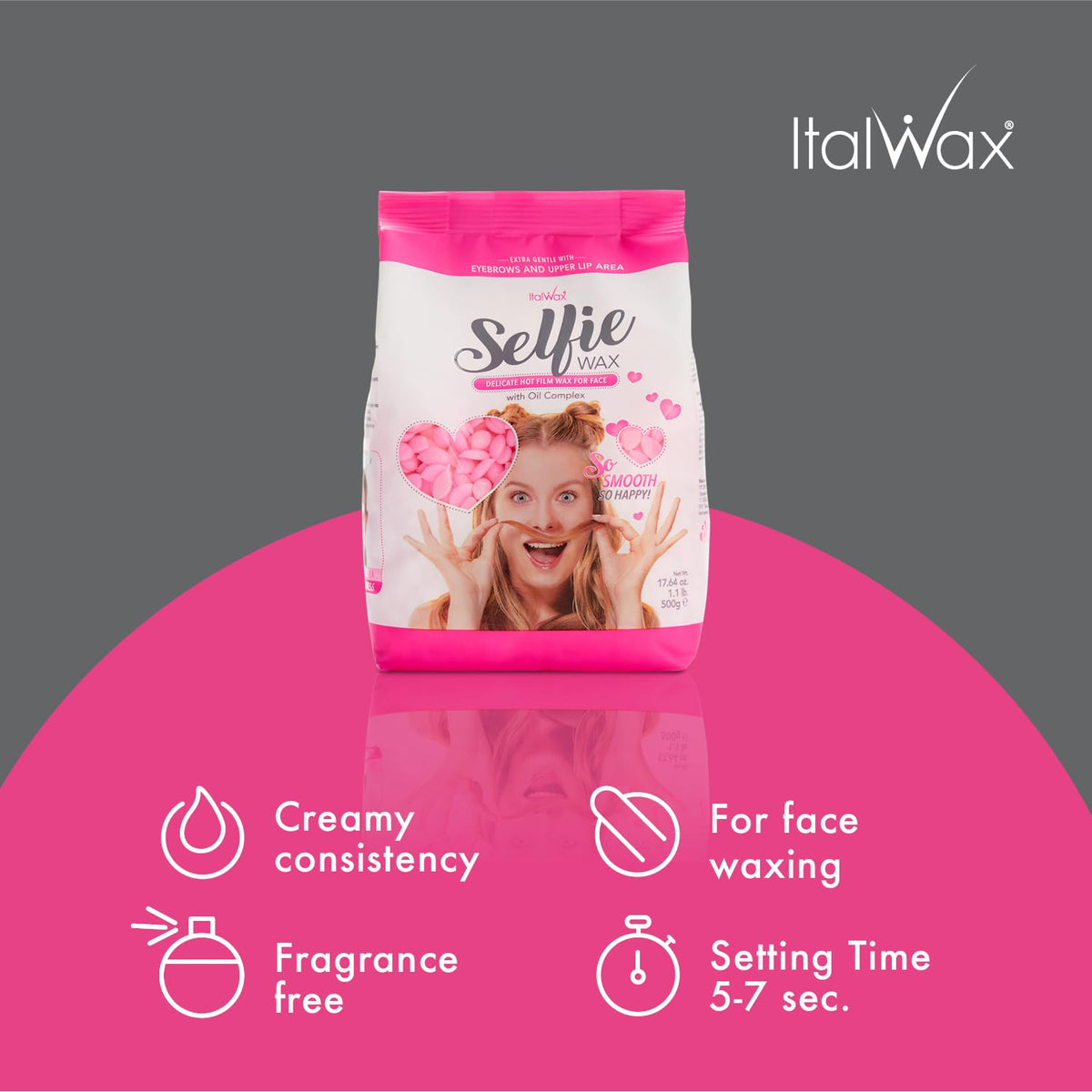 Italwax Face Selfie stripless wax application enables precise shaping
