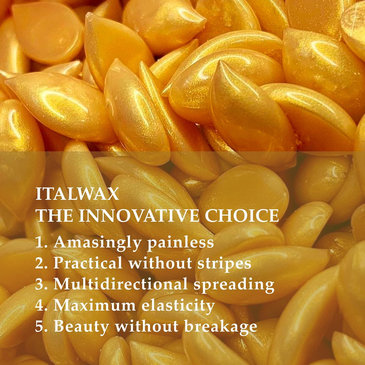 Hard wax beads close-up for precise, smooth body waxing with Italwax.