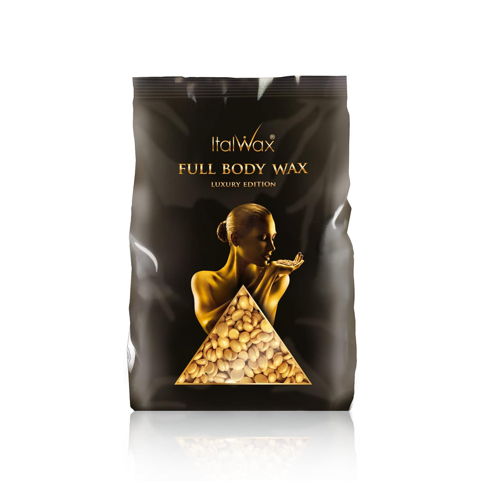 Italwax Luxury Full Body Wax unscented beads in 1kg packaging for sensitive skin.