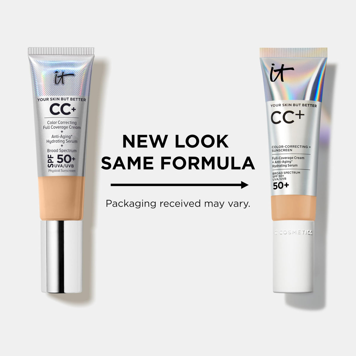 Box packaging for IT Cosmetics CC+ Cream Travel Tan on display