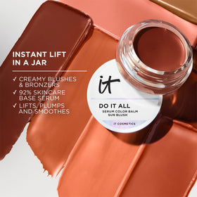 IT Cosmetics Sun Blossom cheek swatch shows buildable color