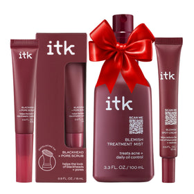ITK blemish mist closeup for calming irritated skin and reducing redness.