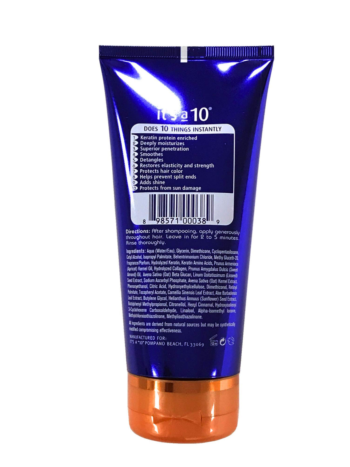 It's A 10 Deep Conditioner Plus Keratin hair application promotes detangling and shine.