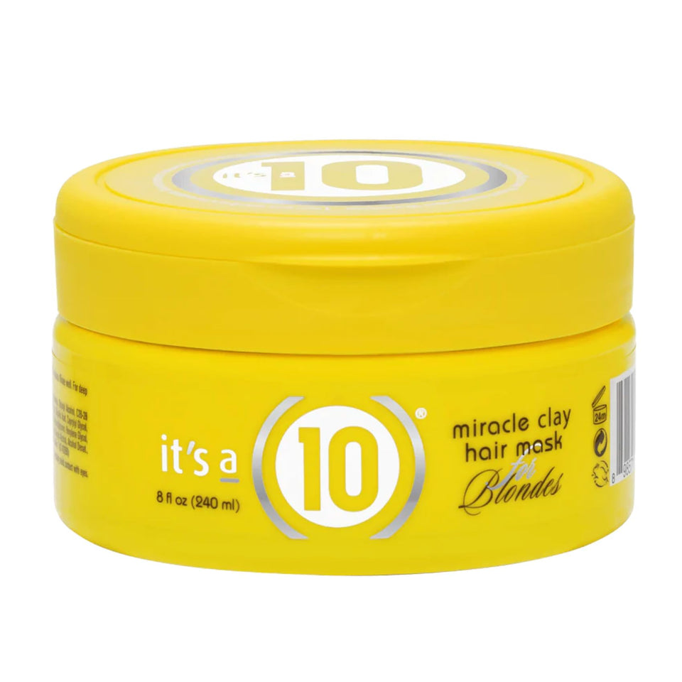 It's a 10 Haircare Miracle Clay Mask for Blondes bottle pour demonstrates even application and gentle cleansing.