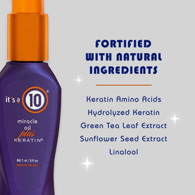 It's a 10 Haircare Miracle Oil Plus Keratin apply-hair-ends shows smoother, conditioned ends.