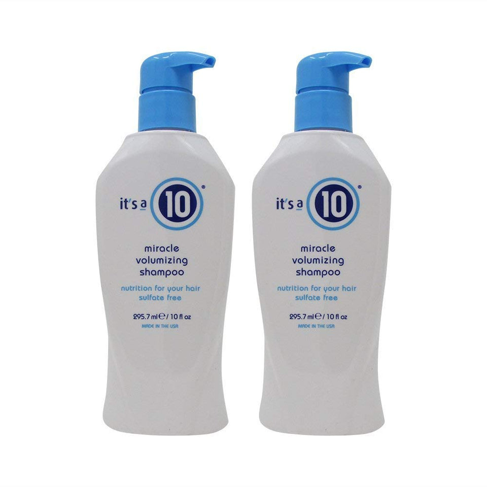 It's a 10 Haircare Miracle Volumizing Shampoo bottle pour for fuller-looking hair