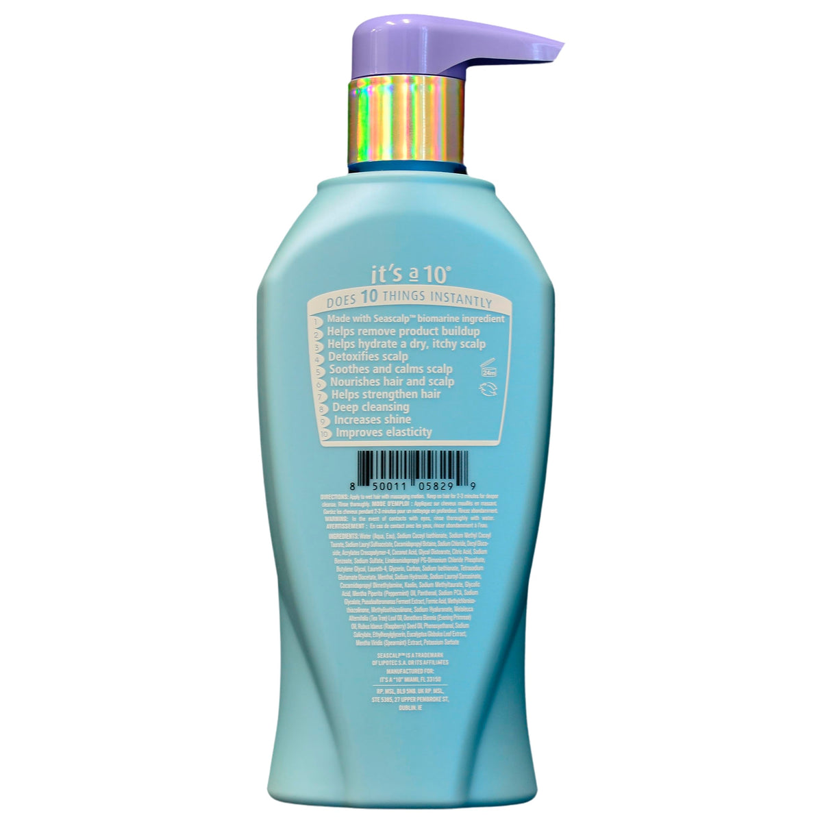 It's a 10 Haircare Scalp Restore Miracle Charcoal Shampoo pump bottle with cooling feel.