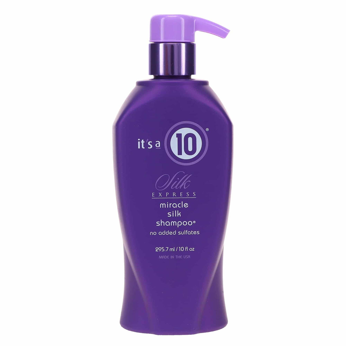 It's a 10 Silk Express Miracle Silk Shampoo bottle front for daily cleansing and silky shine.