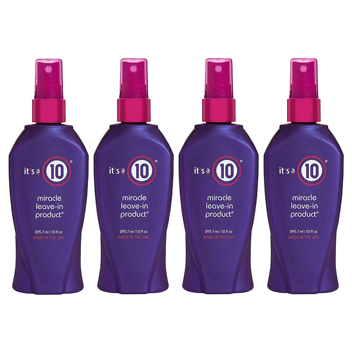 It's A 10 Miracle Leave-In bottle, front view, delivering hydration for all hair types.