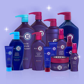 Close-up of label detailing bottle size and pack content of It's a 10 Haircare