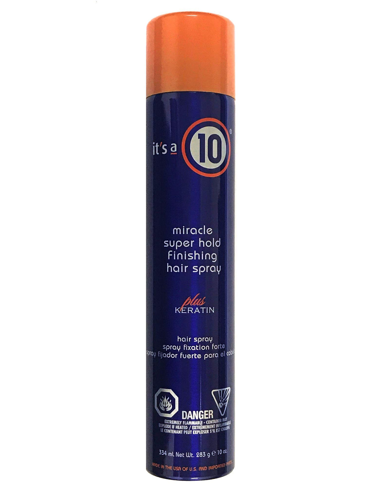 It's A 10 Miracle Super Hold Keratin Spray bottle for lasting style and shine.