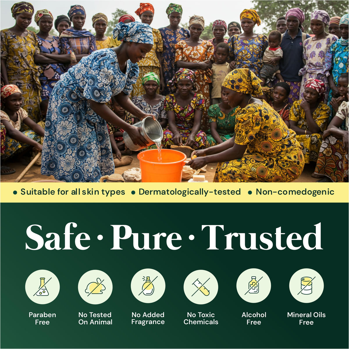 It's Pure Natural African Black Soap Bar packaging highlights triple-bar value for long-term use.
