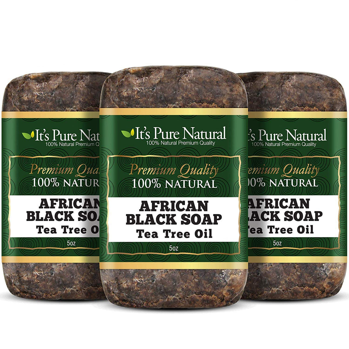 It's Pure Natural African Black Soap with Tea Tree bars for gentle cleansing and complexion refinement.