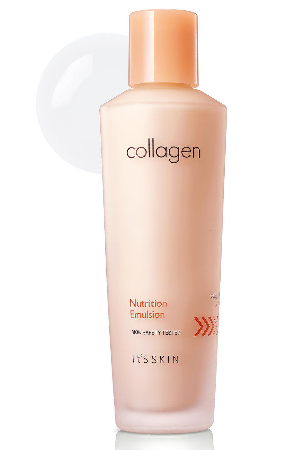 Its Skin Collagen Nutrition Emulsion bottle pour for daily moisturizing and subtle firming.