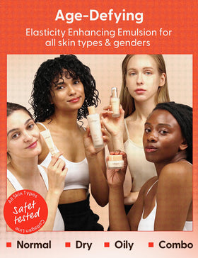 Its Skin Collagen Nutrition Emulsion spread on skin reveals nourished, smooth texture.