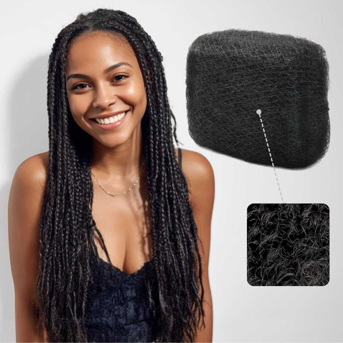 IUC Afro Kinkys bulk bundle 16-inch natural black, ready for braids and twists.
