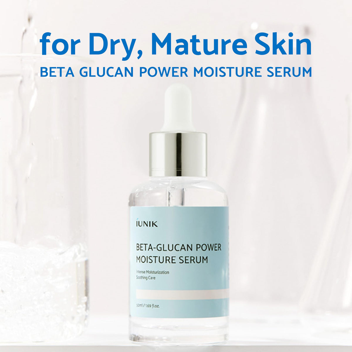 IUNIK Beta-Glucan Power Deep Moisture Serum bottle delivering deep hydration