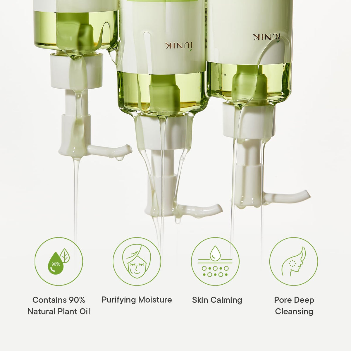 IUNIK Centella Green Fresh Cleansing Oil highlights Centella and plant oils for balanced cleansing.