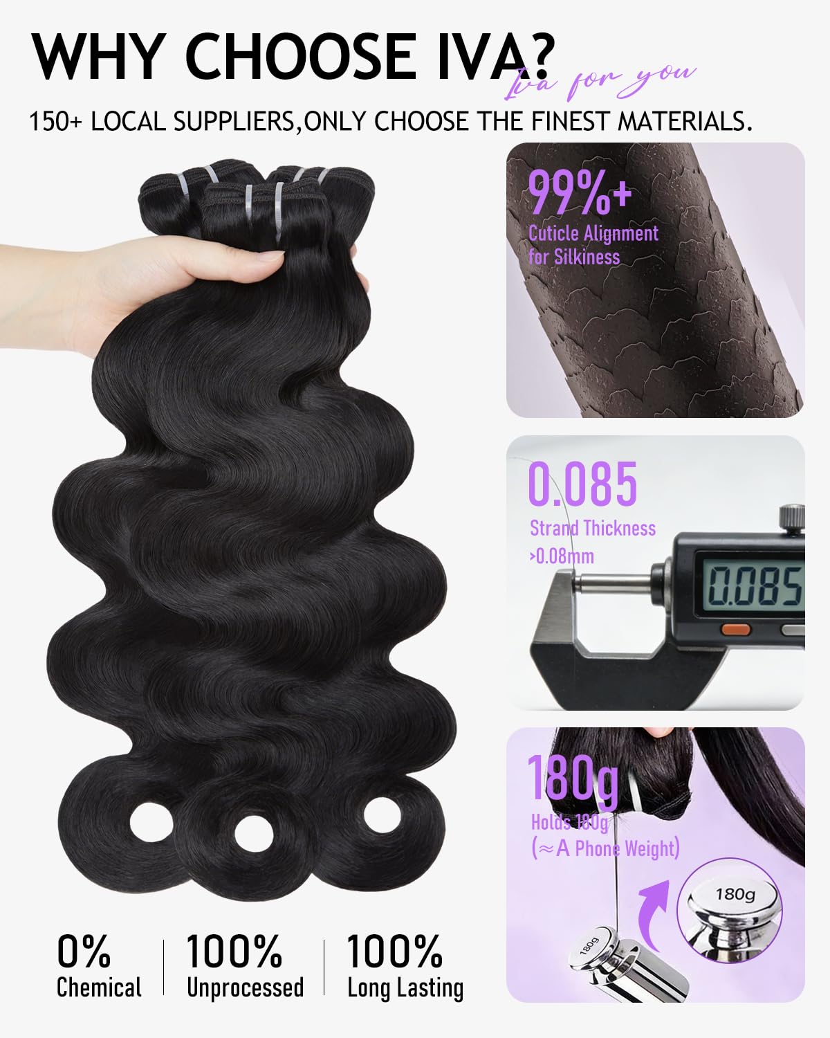 IVA 16A 20-inch bouncy texture demonstrates versatile styling options.