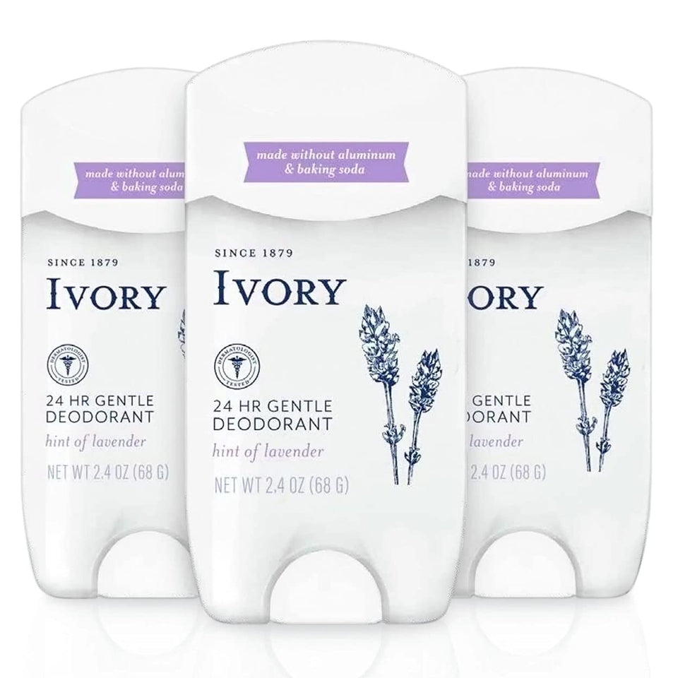 Ivory lavender-scented deodorant stick for all-day freshness and odor control