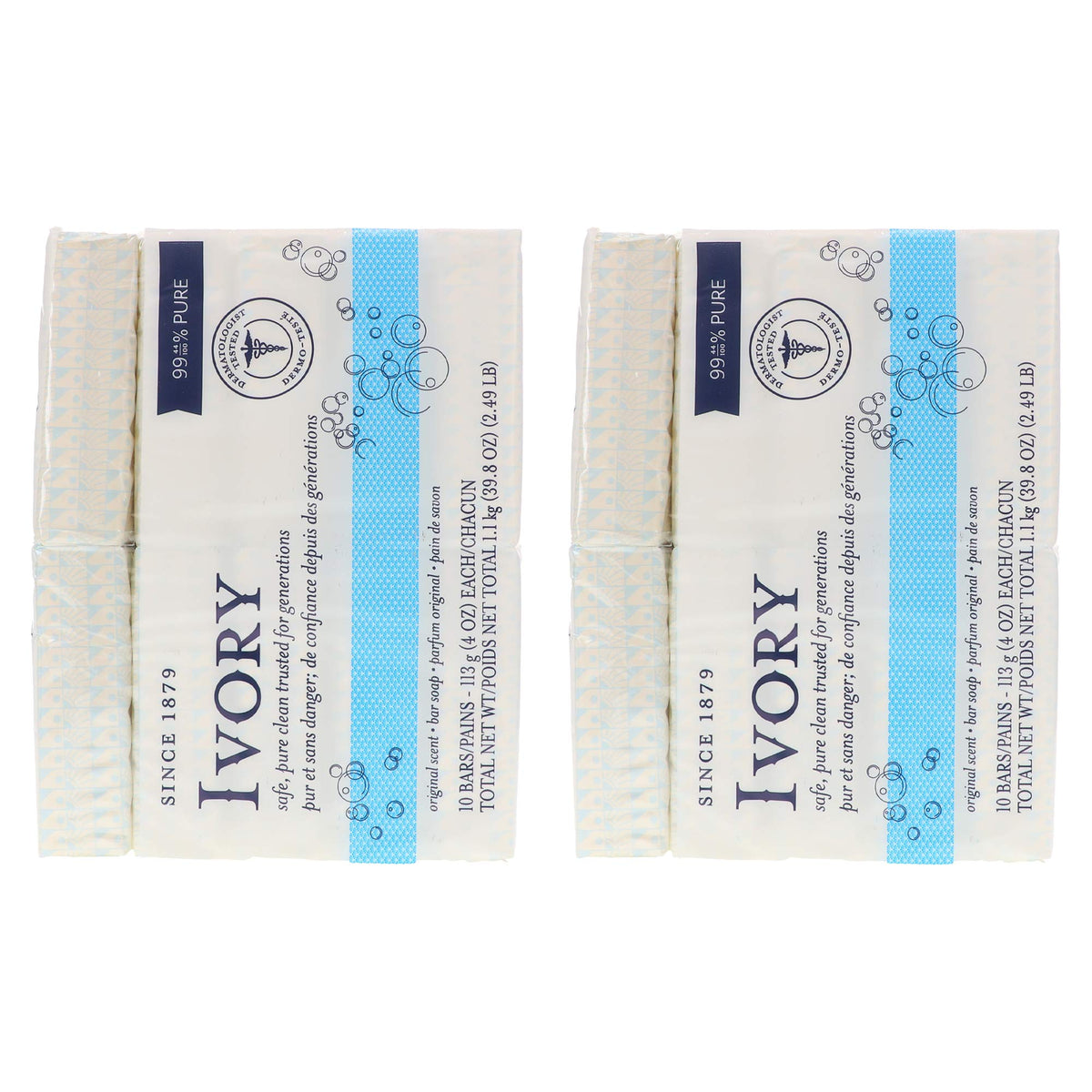 Close-up texture of Ivory Original bar soap for gentle daily cleansing.