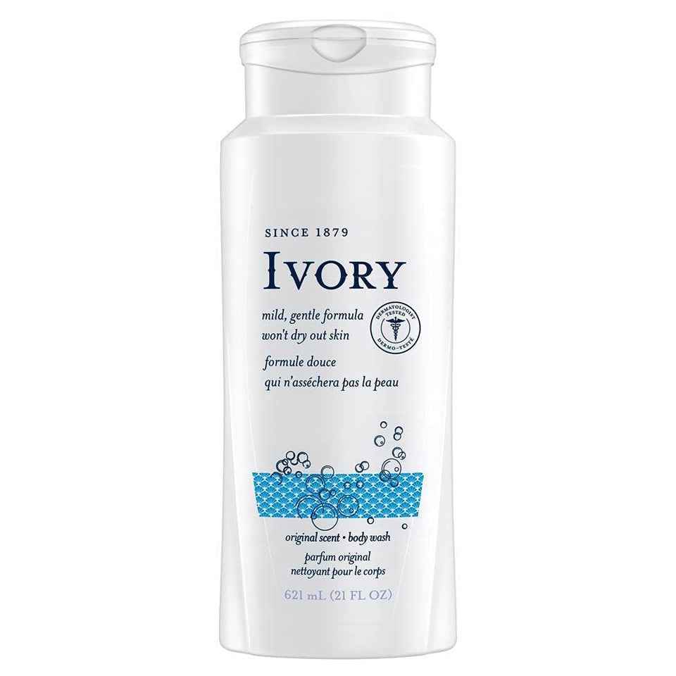 Ivory Original Body Wash bottle front showing gentle, hydrating formula.