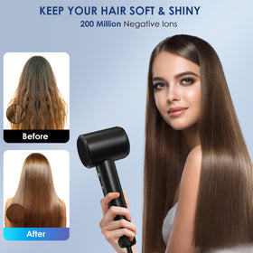 IWAANYI hair dryer releases negative ions to reduce static and add shine