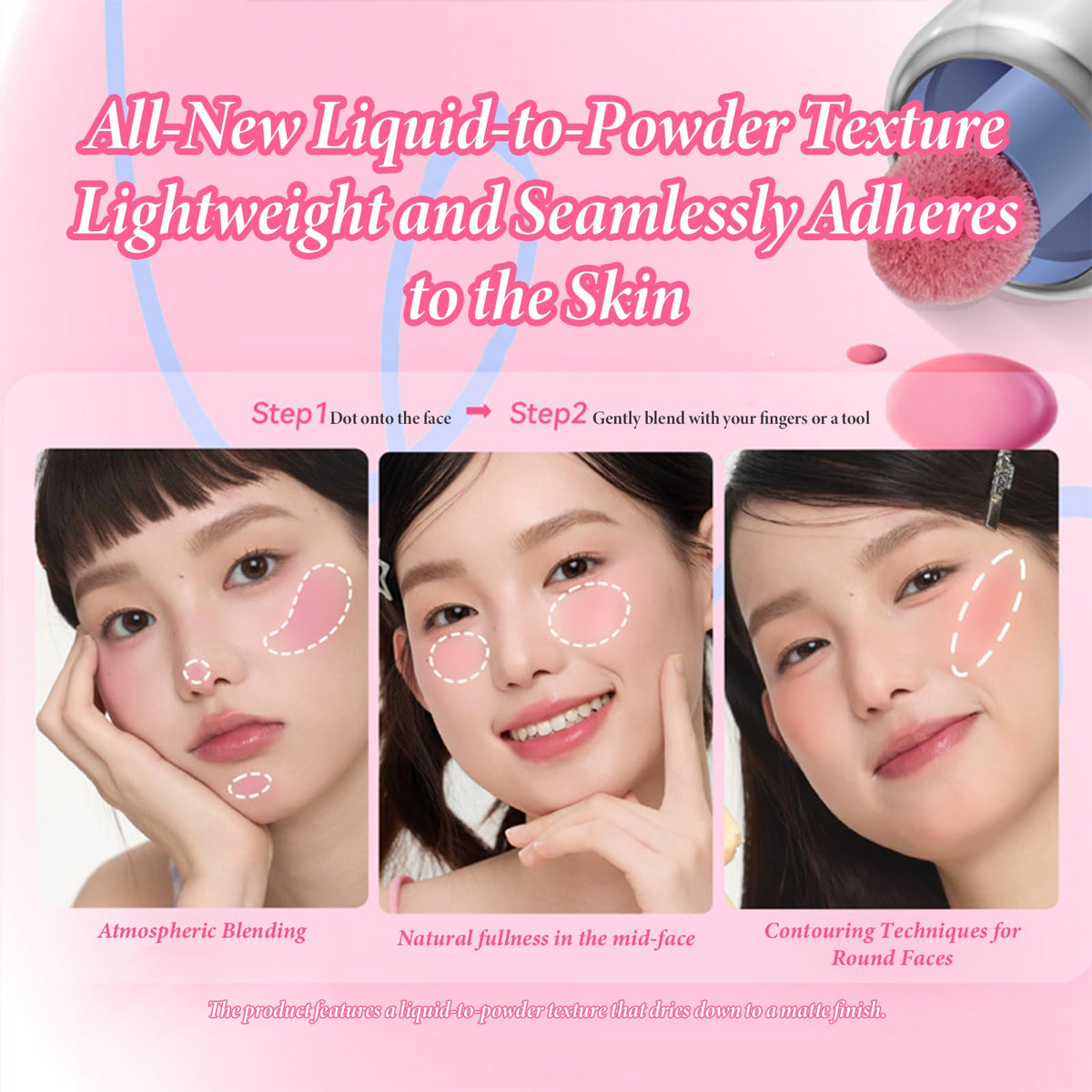 IWAWA Liquid Blush long-lasting wear without chalkiness for a healthy-looking glow