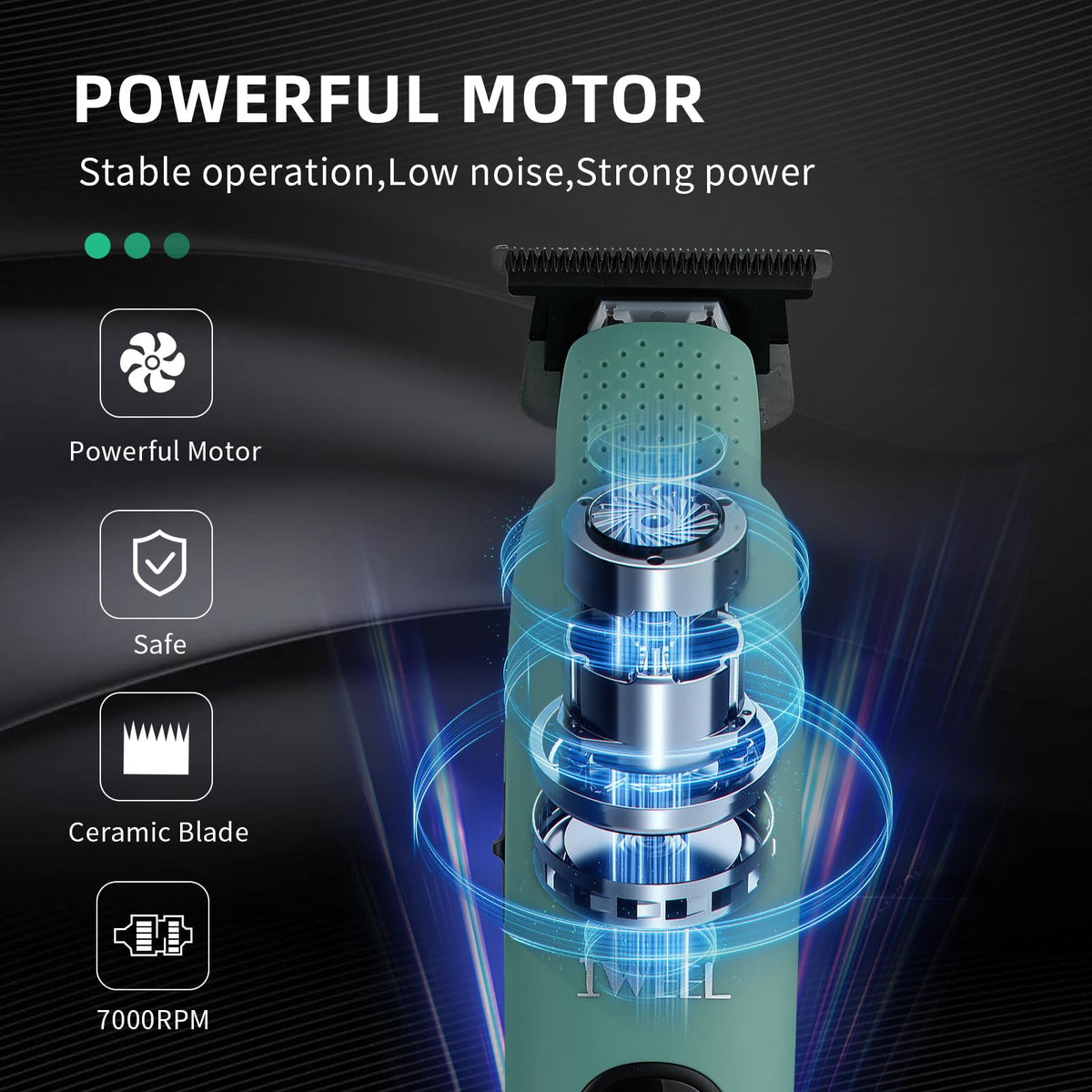 IWEEL beard trimmer with high-speed 7000 RPM motor for efficient trimming