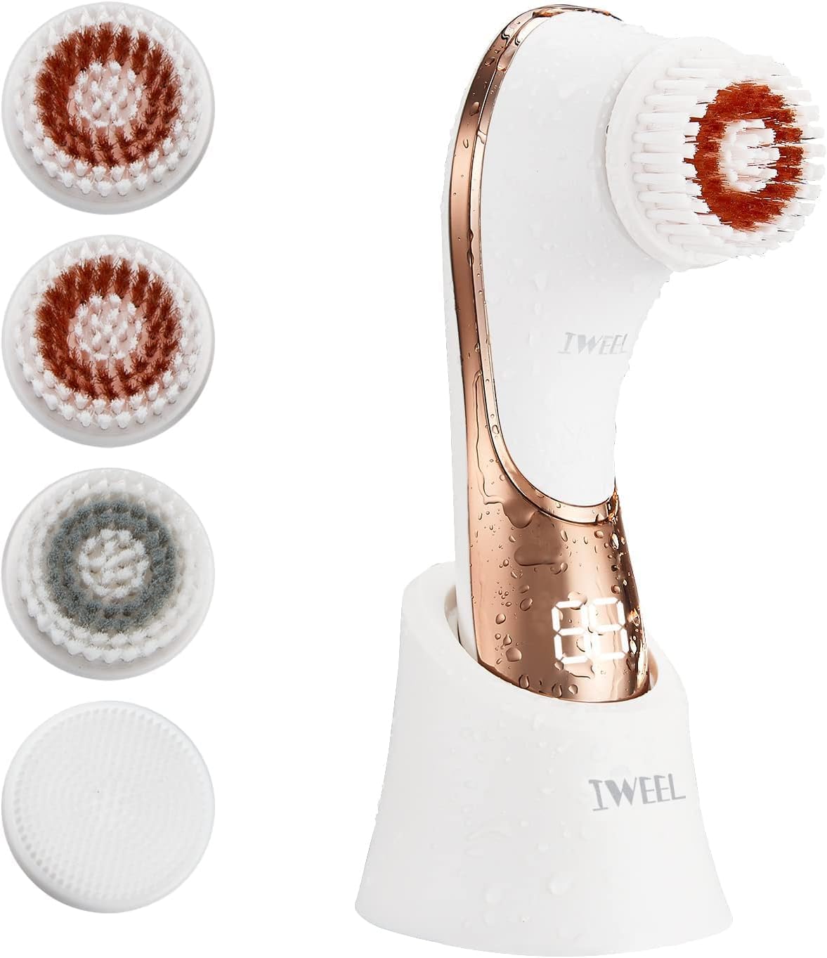IWEEL Electric Face Brush Scrubber front view showing compact design for deep cleansing.