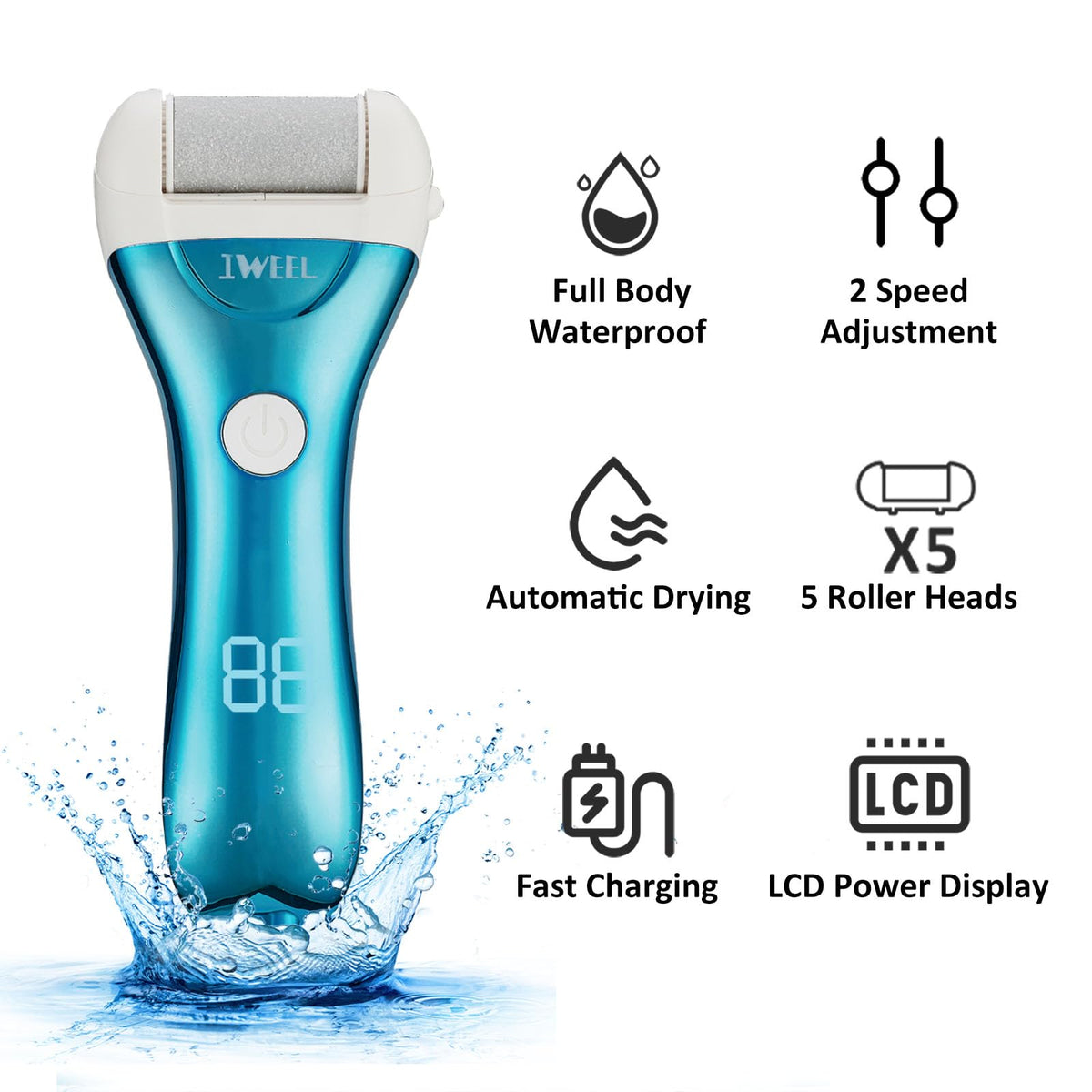 IWEEL roller heads variety provides tailored care for different dead skin areas.