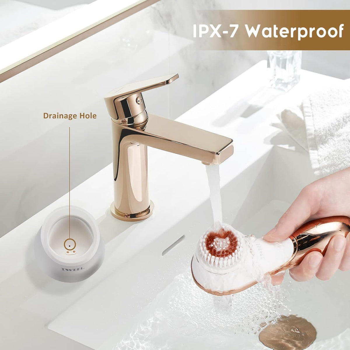 IWEEL Soft cleansing brush head delivering gentle facial cleansing for sensitive skin.