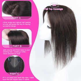 Iwig hair topper anti-slip clips ensure secure, undetectable attachment.