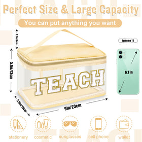Izuzta TEACH chenille letter detail adds playful elegance for teachers.