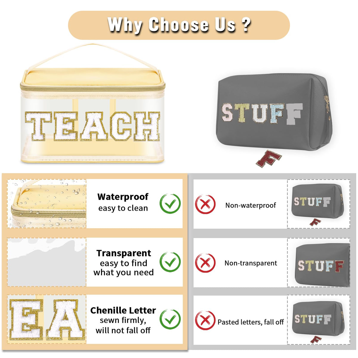 Izuzta TEACH clear pouch doubles as a compact travel organizer.