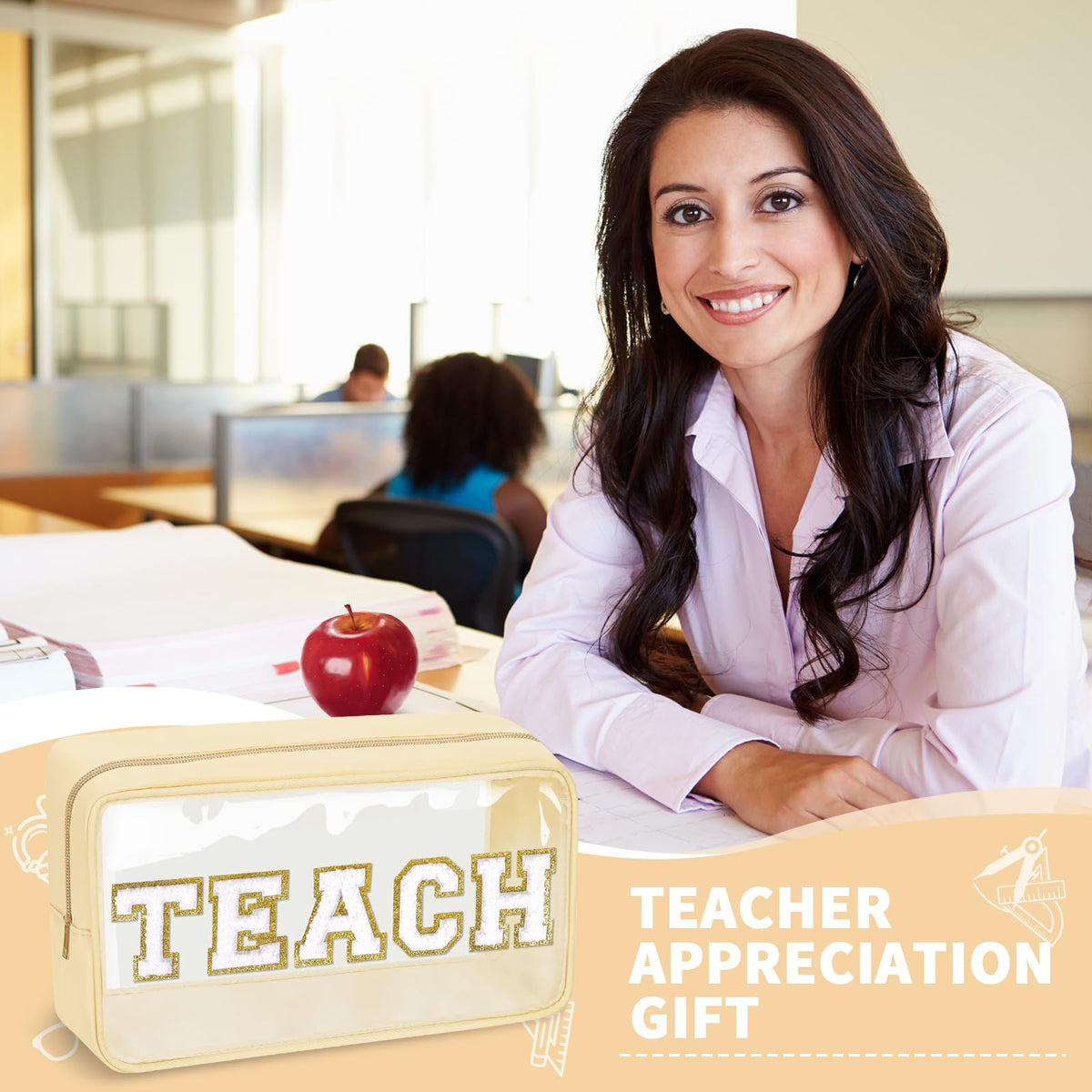 izuzta TEACH bag glitter letters securely sewn