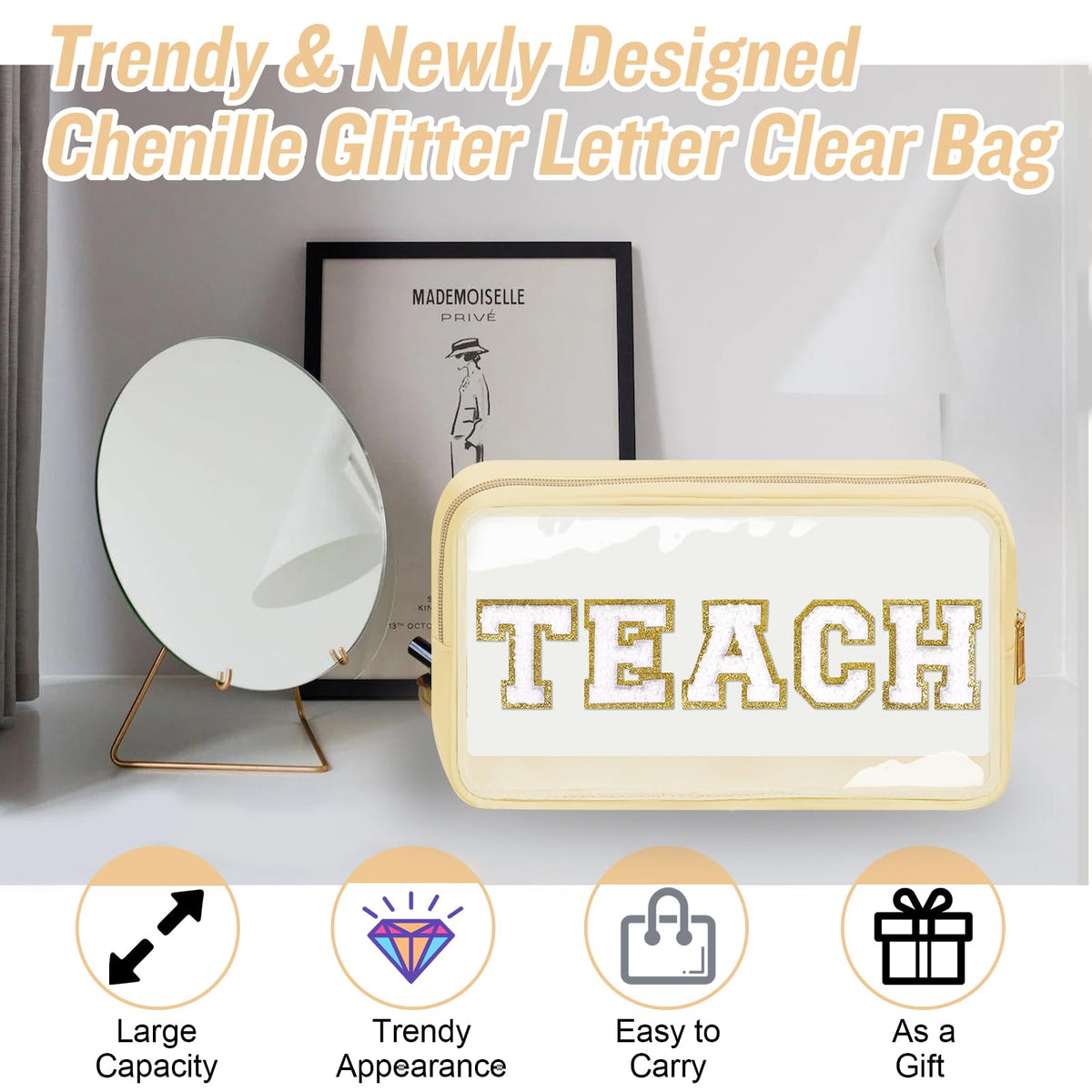izuzta TEACH bag zip closure with preppy style