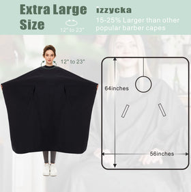 Izzycka barber cape made of waterproof nylon stays dry and clean during dyeing.