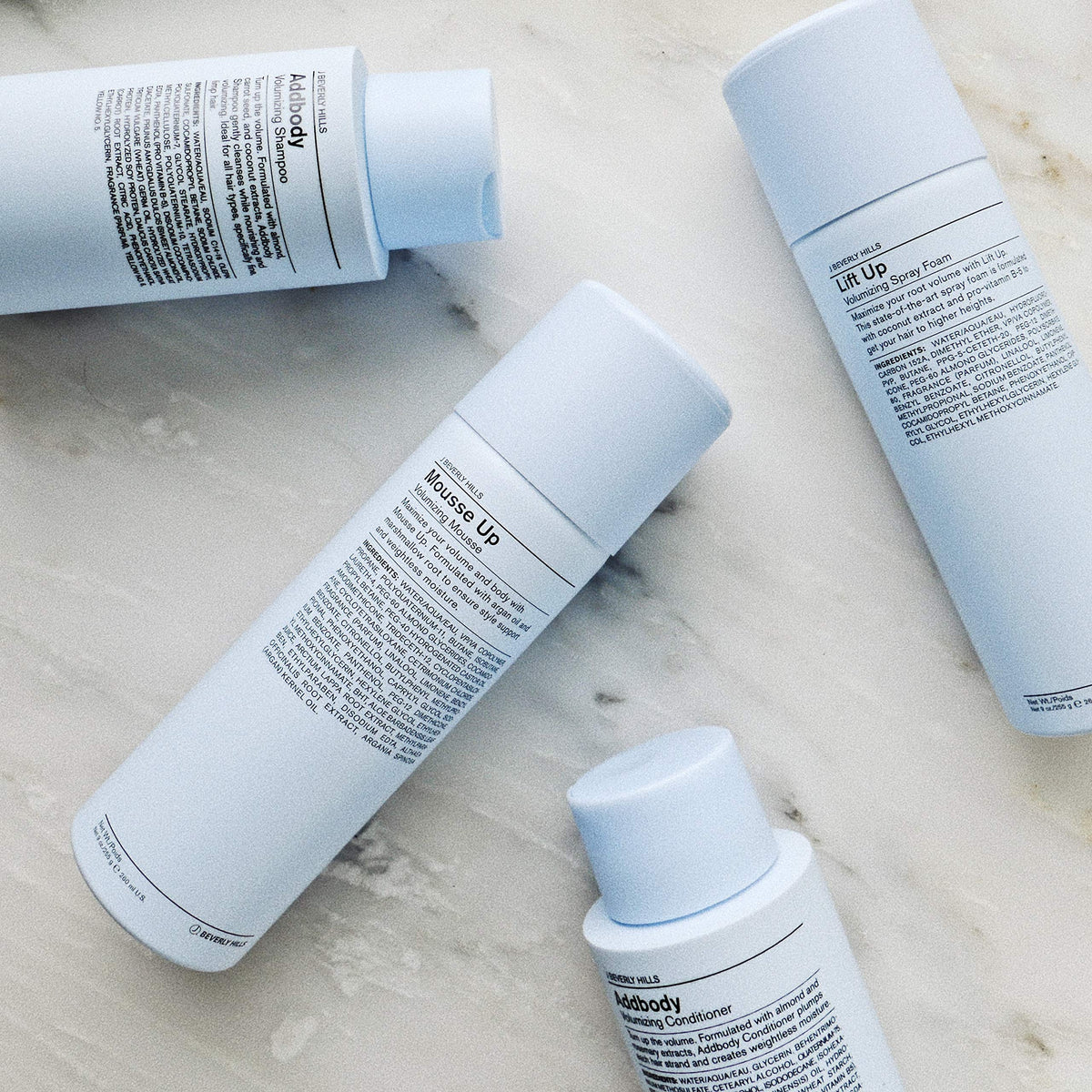 J Beverly Hills Addbody shampoo application in hand with creamy lather ready to nourish.