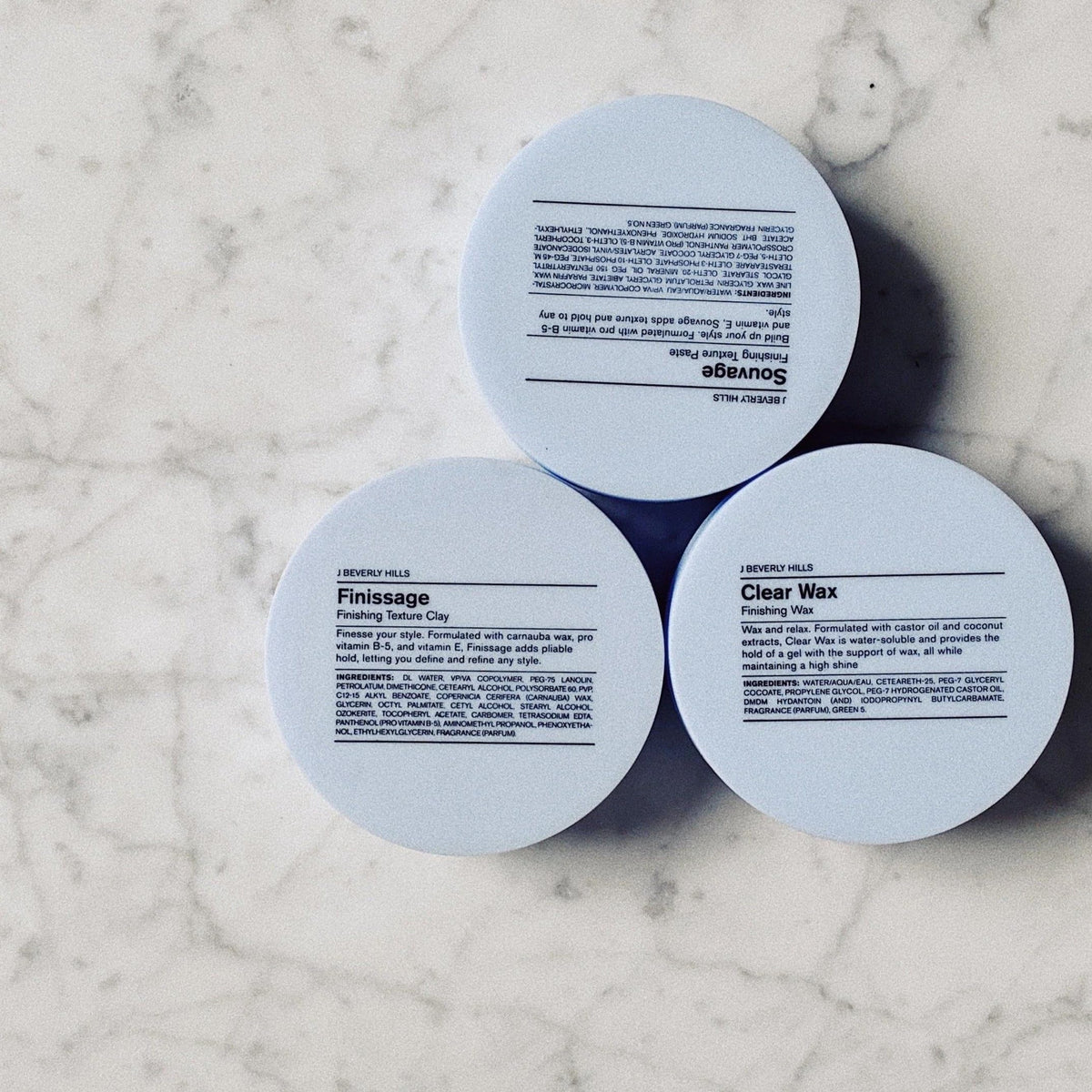 Retail packaging of J Beverly Hills Blue Clear Finishing Wax